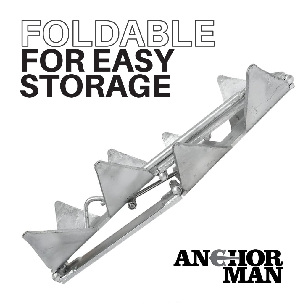 Anchor-Man Boat Slide Box Anchors, 100% Hot Dipped Galvanized Foldable Sliding Cube Anchor Suitable for 23 to 40ft Offshore Sport Boats, Pontoon Boats (13 lbs / 19 lbs / 25 lbs)